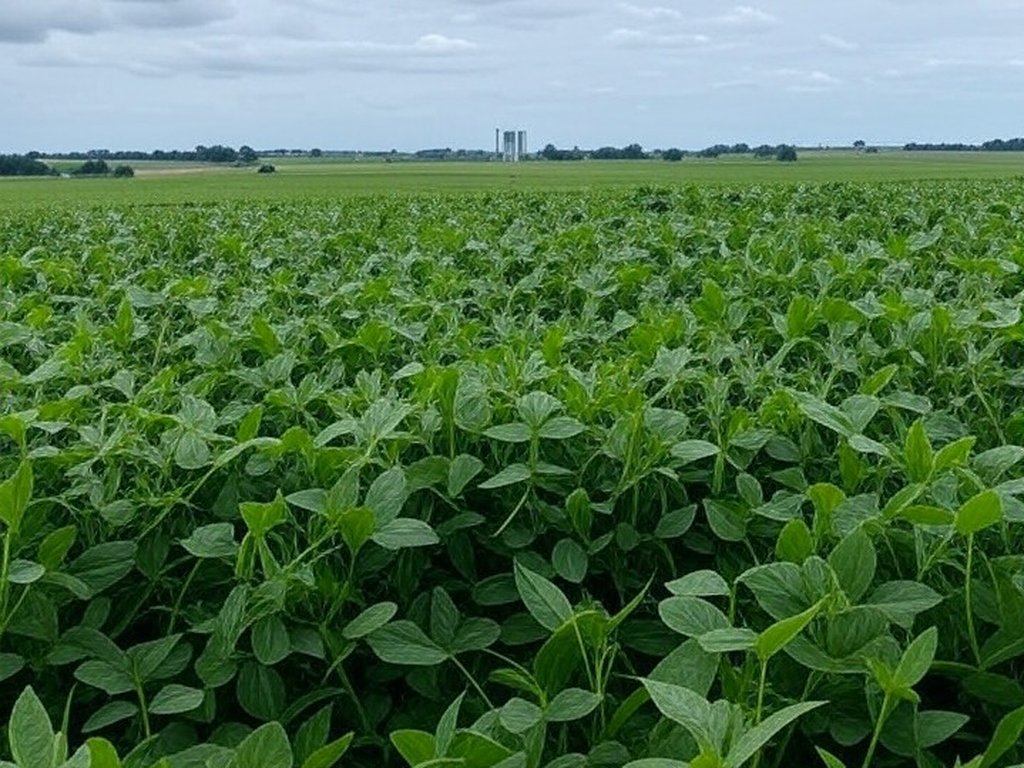 Plantação de soja no Brasil, representando mercado estagnado com preços mistos e alta na CBOT.
