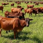 Rebanho de boi gordo em fazenda no Brasil, ilustrando alta de até 3% na arroba devido a oferta restrita e exportações fortes.