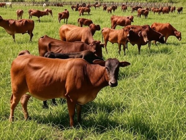 Rebanho de boi gordo em fazenda no Brasil, ilustrando alta de até 3% na arroba devido a oferta restrita e exportações fortes.