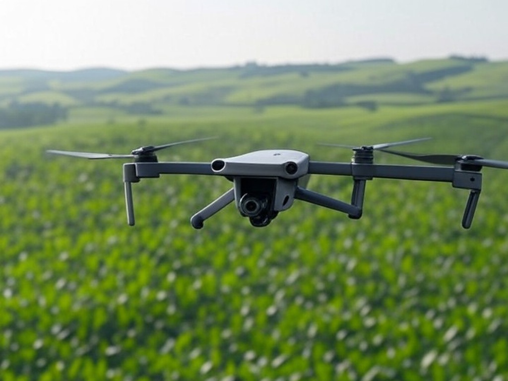 Drone voando sobre plantação de soja no agronegócio brasileiro, ilustrando uso de IA para gestão de custos.