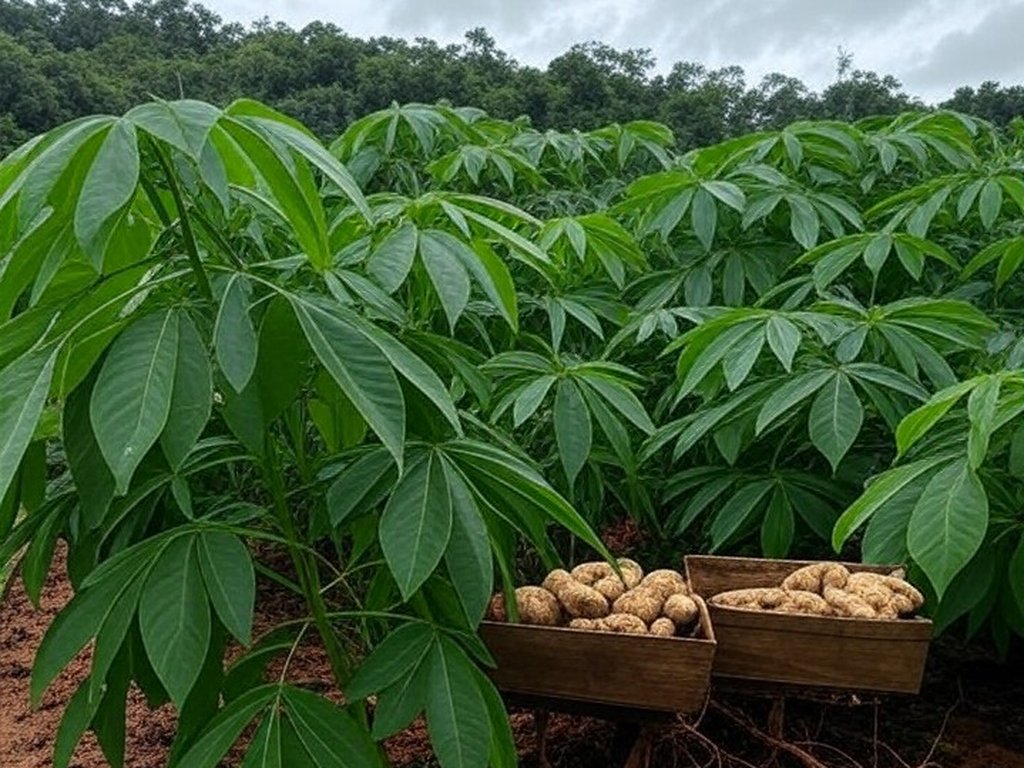 Plantação de mandioca no Amapá, com tucupi contra vassoura-de-bruxa, pesquisa da Embrapa premiada.