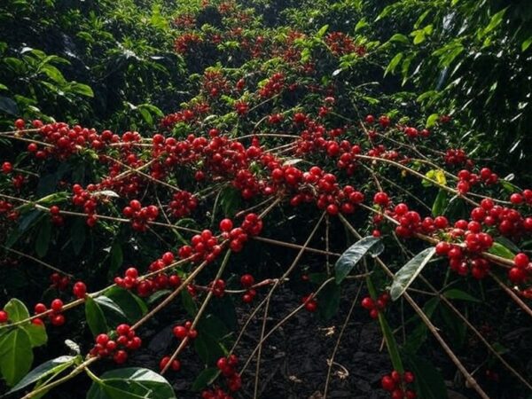 Plantação de café em Minas Gerais, impulsionada pelo acordo Mercosul-UE para mercados europeus.