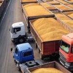 Filas de caminhões carregados de soja no Porto de Miritituba, no Pará, atrasando o escoamento da safra do Centro-Oeste brasileiro.