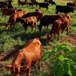 Rebanho de bois gordos em fazenda brasileira, ilustrando aumento de preços da arroba devido a oferta restrita.