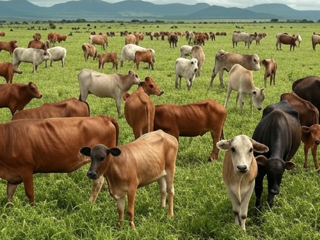 Rebanho de gado bovino em pastagem no Brasil, ilustrando impacto de cotas e tarifas chinesas nas exportações de carne.
