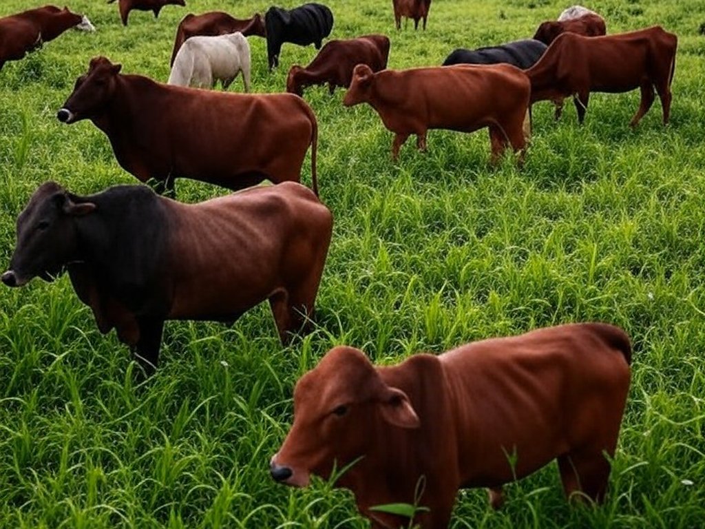 Rebanho de gado bovino em fazenda no Pantanal brasileiro, ilustrando o setor de carne bovina em busca de novos mercados.