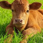 Bezerra Girolando recém-nascida em fazenda brasileira, representando embriões exportados para Nigéria.