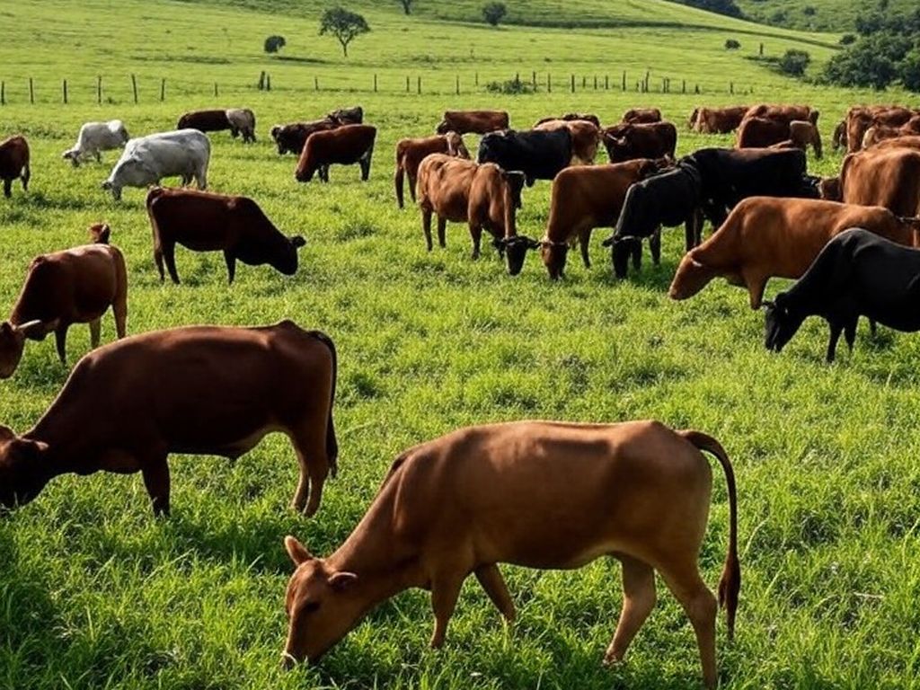 Rebanho de bovinos em fazenda brasileira, ilustrando preços estáveis no mercado de janeiro de 2026.