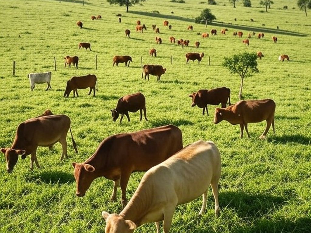 Rebanho de boi gordo em pastagem brasileira, representando estabilidade de preços na pecuária.