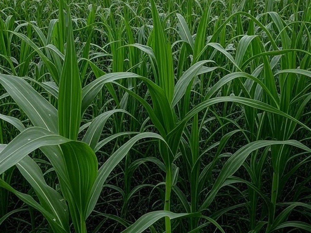 Lavoura de milho no Brasil afetada por cigarrinha, impulsionando soluções biológicas para 2026.