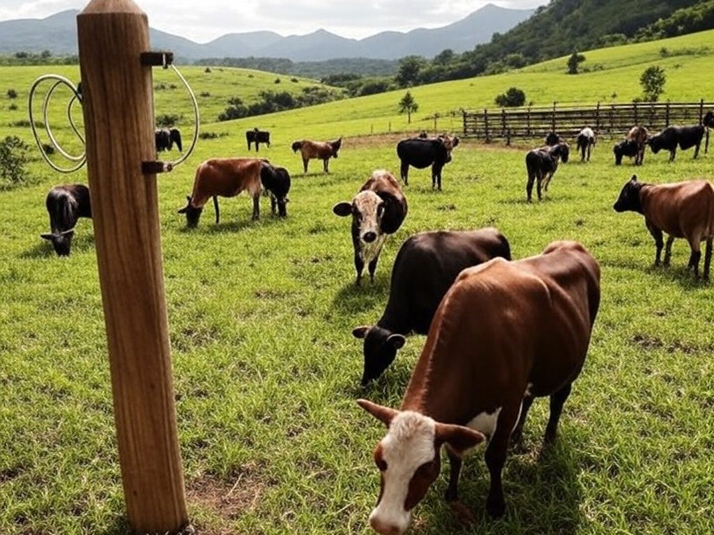 Vacas em fazenda brasileira com alto-falantes tocando música clássica de Beethoven e Mozart para elevar produção de leite.