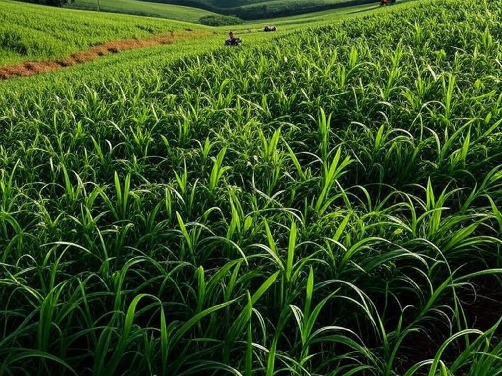 Plantação de soja e cana em São Paulo, ilustrando superávit de US$ 23,1 bilhões no agronegócio em 2023.