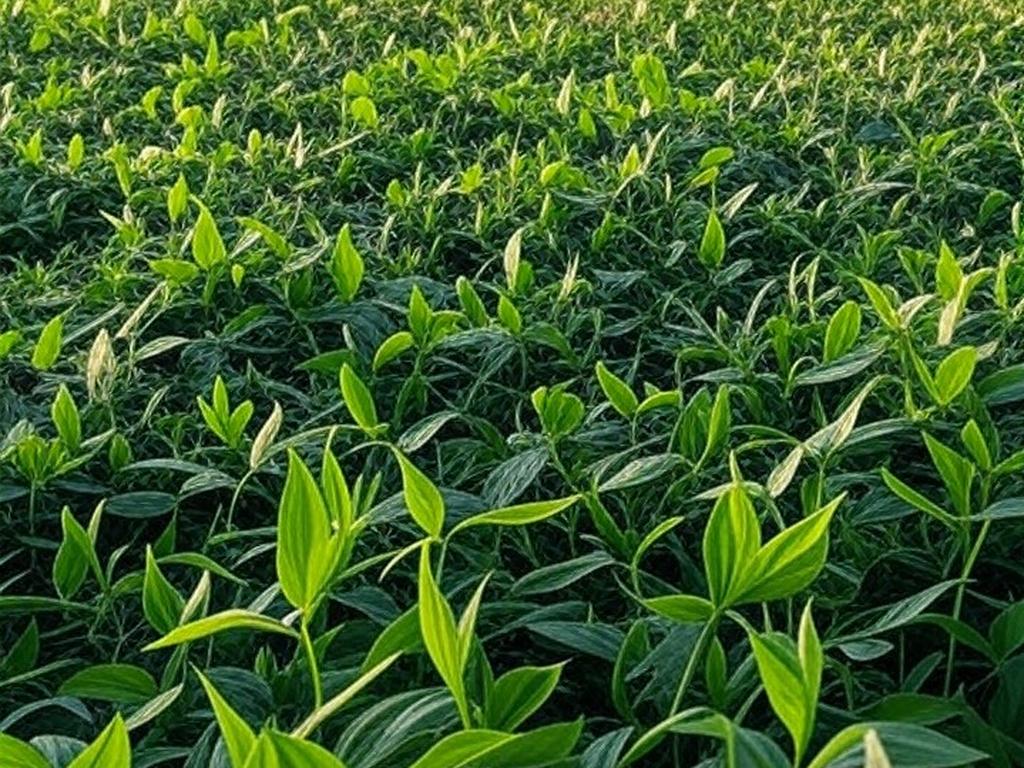 Plantação de soja no Brasil, simbolizando exportações para a China de soja e carne bovina.