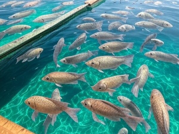 Tanques de criação de tilápia em fazenda no Paraná, representando proteção a produtores locais contra importações.