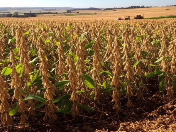 Campos de cultivo de grãos no Brasil, estimativa de safra de 312,3 milhões de toneladas para 2023/24 com queda de 2,3% pela Conab.