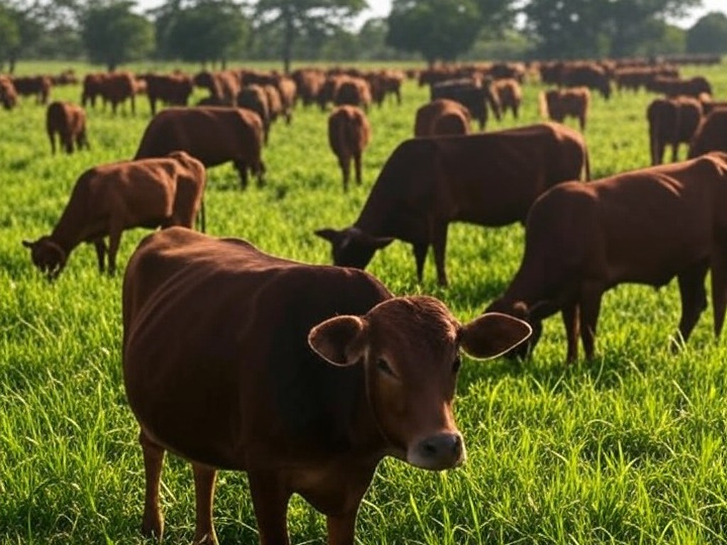 Rebanho de bois gordos em pastagem no Brasil, ilustrando oferta restrita no mercado pecuário.