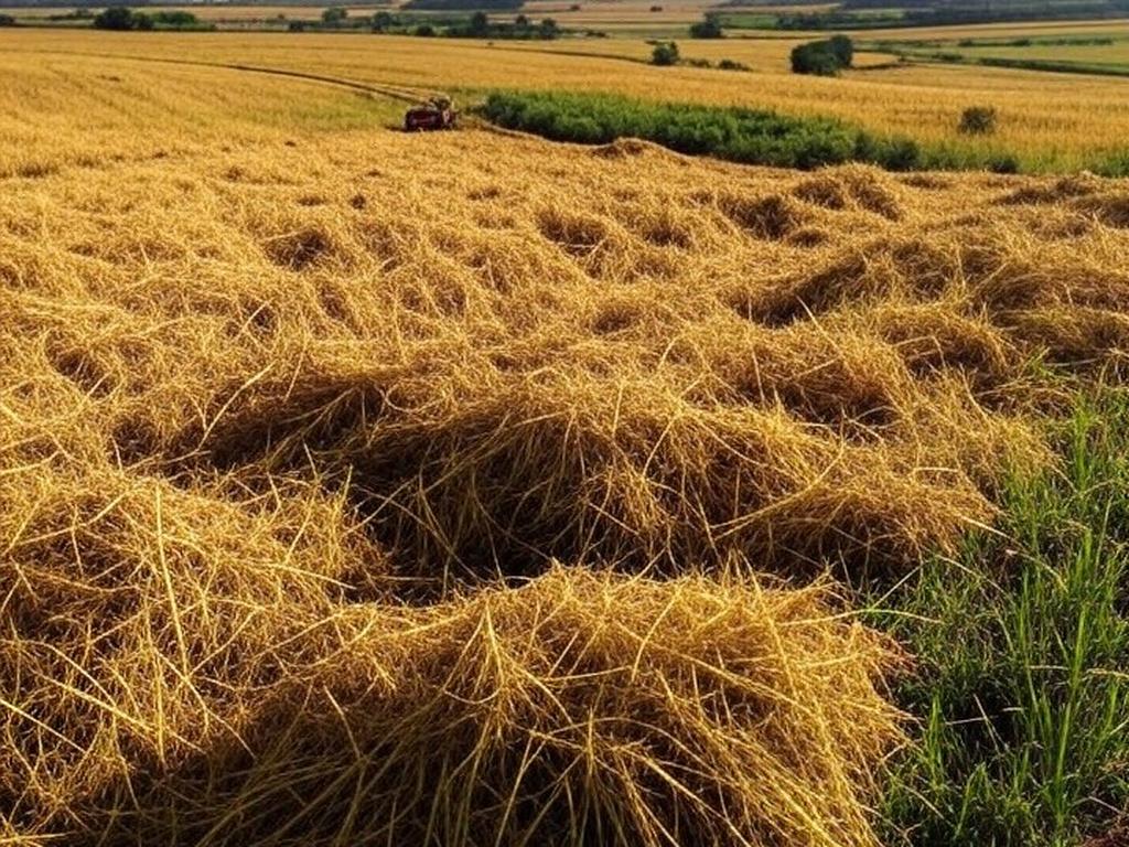Campos de arroz no Brasil durante colheita, representando agricultura familiar na 36ª Abertura da Colheita do Arroz.