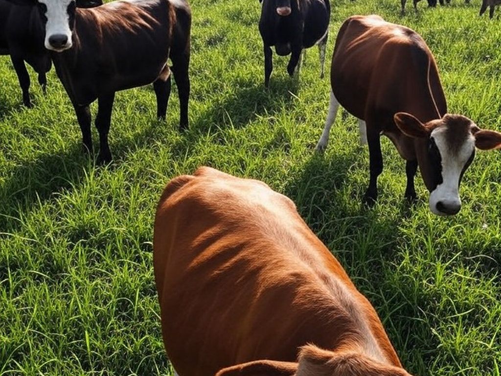 Rebanho de gado leiteiro em fazenda no Brasil, ilustrando novas raças sintéticas para impulsionar produção.