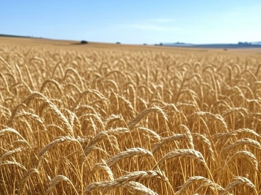 Campo de trigo maduro no sul do Brasil, representando safra recorde mundial de trigo em 2025/26 e elevação de estoques globais.