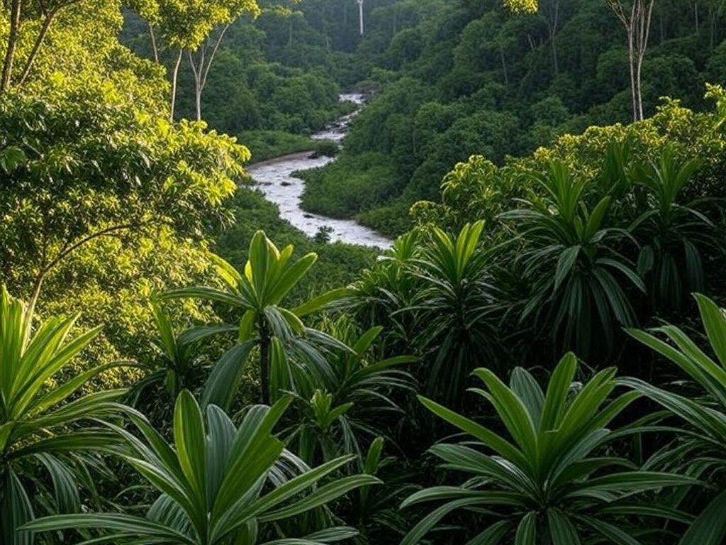 Plantação de monguba na Amazônia brasileira, planta com potencial para substituir café, cacau e gerar biocombustíveis.