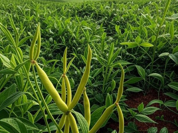 Plantação de feijão-carioca em fazenda brasileira, com oferta restrita e preços em alta de 7,5% em abril.