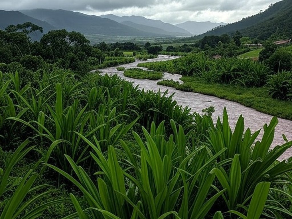 Nuvens de chuva intensas sobre paisagem brasileira, representando previsão do Inmet para fim do La Niña em fevereiro.