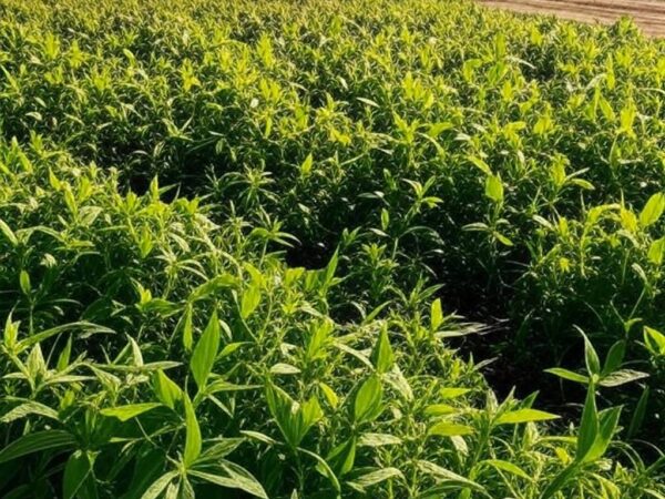 Plantação de soja e milho no Brasil com picape off-road, ilustrando parceria da Mitsubishi com Aprosoja e descontos para produtores.