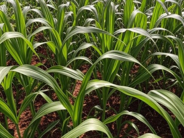 Plantação de milho branco BRS 015B na feira Show Rural Coopavel 2026 no Paraná, Brasil.