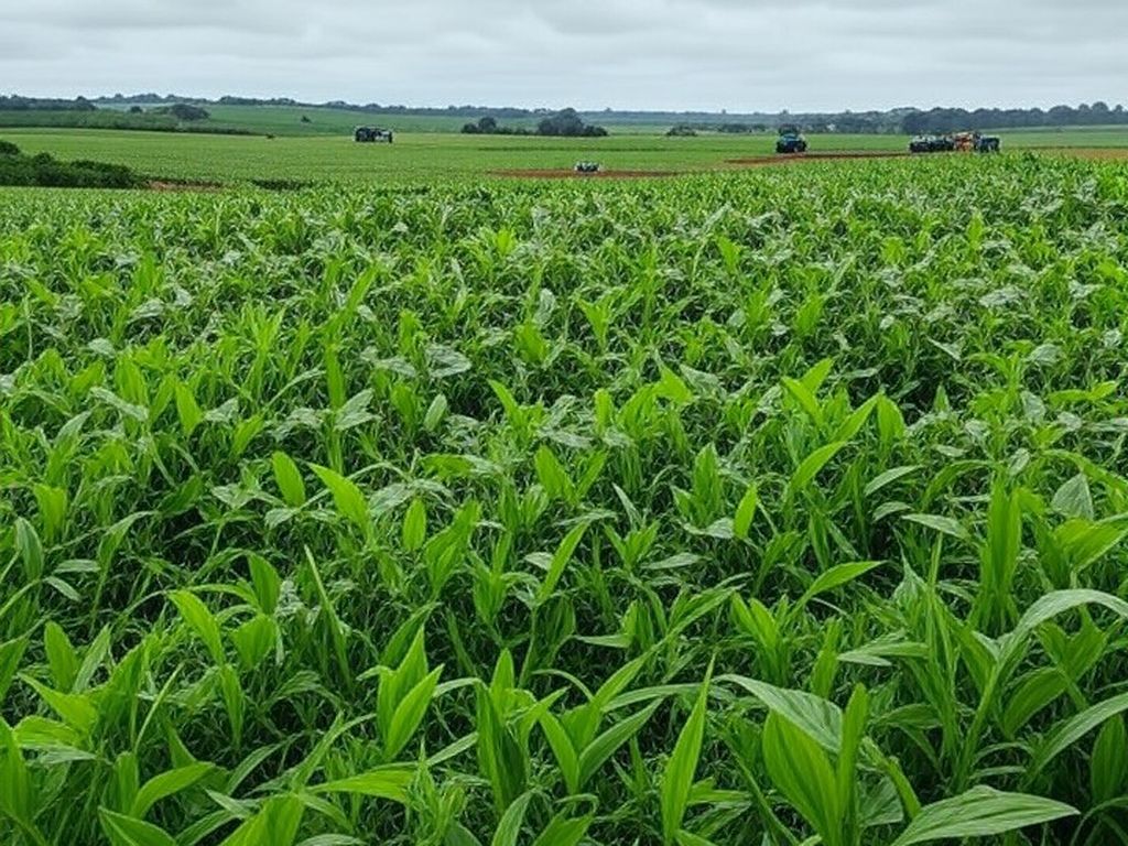 Plantação de soja no Brasil, representando elevação no custo do crédito agro devido a recuperações judiciais.