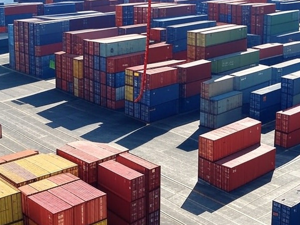 Porto brasileiro com contêineres e navios, representando queda de 25,5% nas exportações para EUA e déficit de US$ 700 milhões.