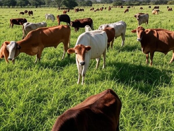 Rebanho de bovinos em fazenda no Brasil, representando aumento no abate segundo IBGE.