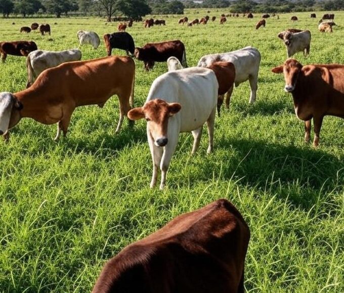 Rebanho de bovinos em fazenda no Brasil, representando aumento no abate segundo IBGE.