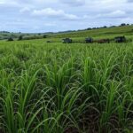 Plantação de cana-de-açúcar no interior de São Paulo, ilustrando prejuízo na safra da Raízen.