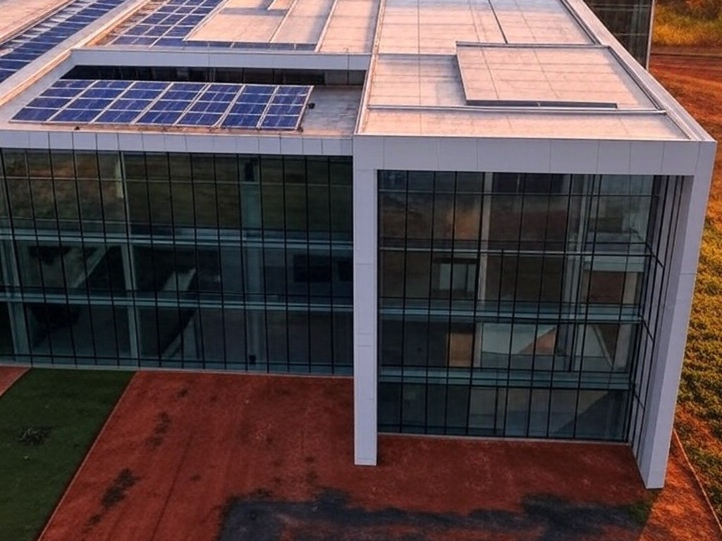 Sede moderna do Ministério da Agricultura em paisagem rural brasileira, impulsionando transformação digital no agro.