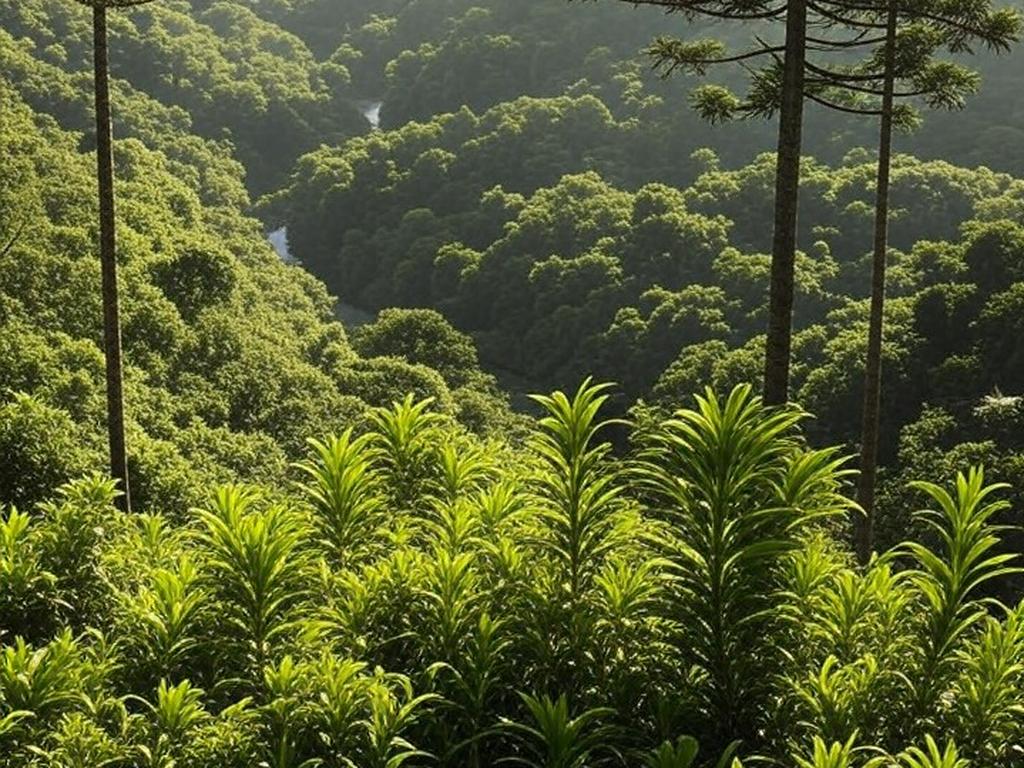 Floresta densa da Mata Atlântica no Paraná, com árvores e vegetação preservada, representando consolidação do Código Florestal.