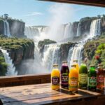 Garrafas de bebidas com vista para as Cataratas do Iguaçu em Foz do Iguaçu, primeiro município do Paraná a aderir ao Sisbi-POV.