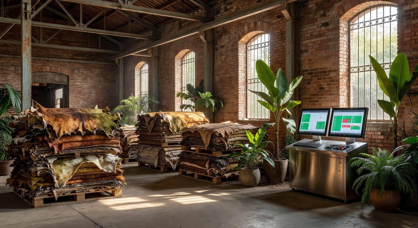 Fábrica de couros brasileira com tecnologia de IA para exportações sustentáveis no 13º Fórum de Sustentabilidade.