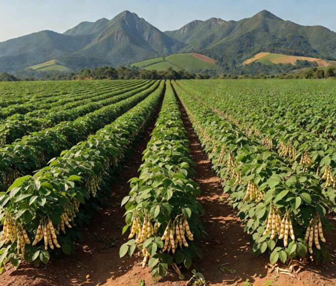 Plantação de feijão carioca em fazenda brasileira, ilustrando alta de 29,3% nos preços em fevereiro e recorde histórico.