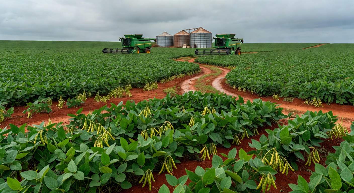 Campos de soja no Brasil pressionados pela queda de preços na Bolsa de Chicago após decisão do Fed.