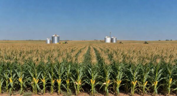 Plantação de milho no Brasil, representando estimativa de produção elevada para 136 milhões de toneladas.