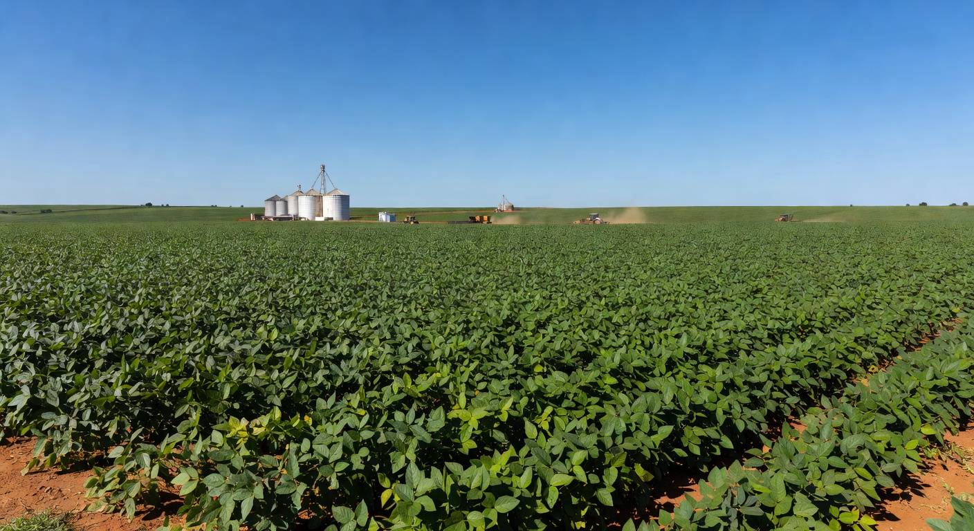 Lavoura de soja no Brasil, simbolizando investimentos e crédito democratizado no agronegócio.