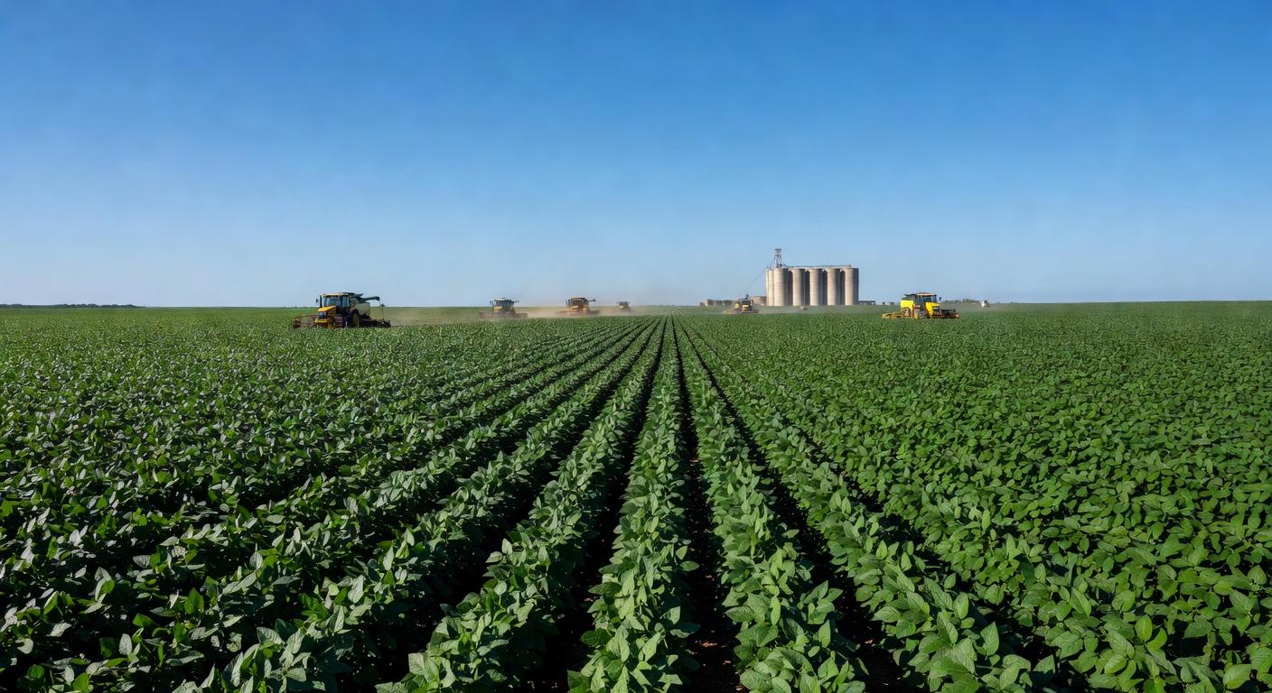 Plantação de soja no Brasil, simbolizando agronegócio e potencial mercado na Índia.