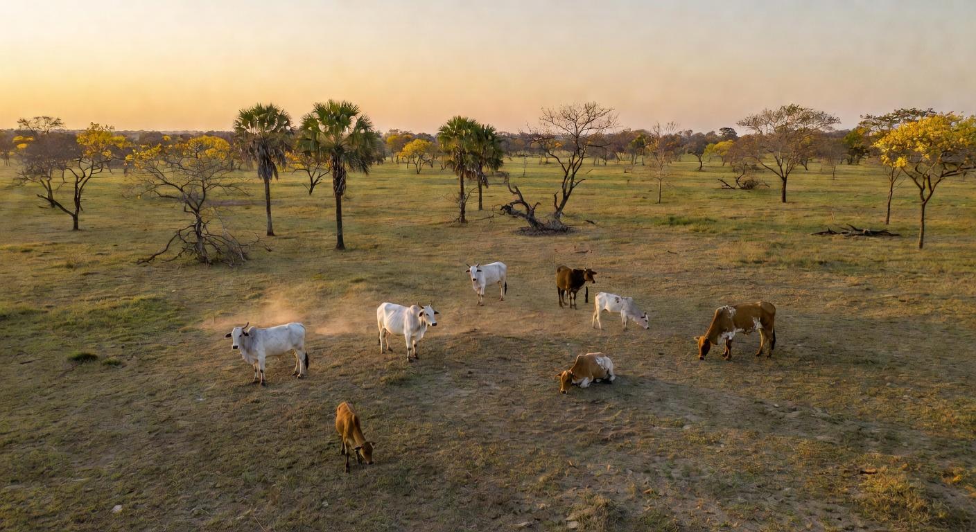 Rebanho de boi gordo em fazenda brasileira, ilustrando oferta limitada e preços elevados.