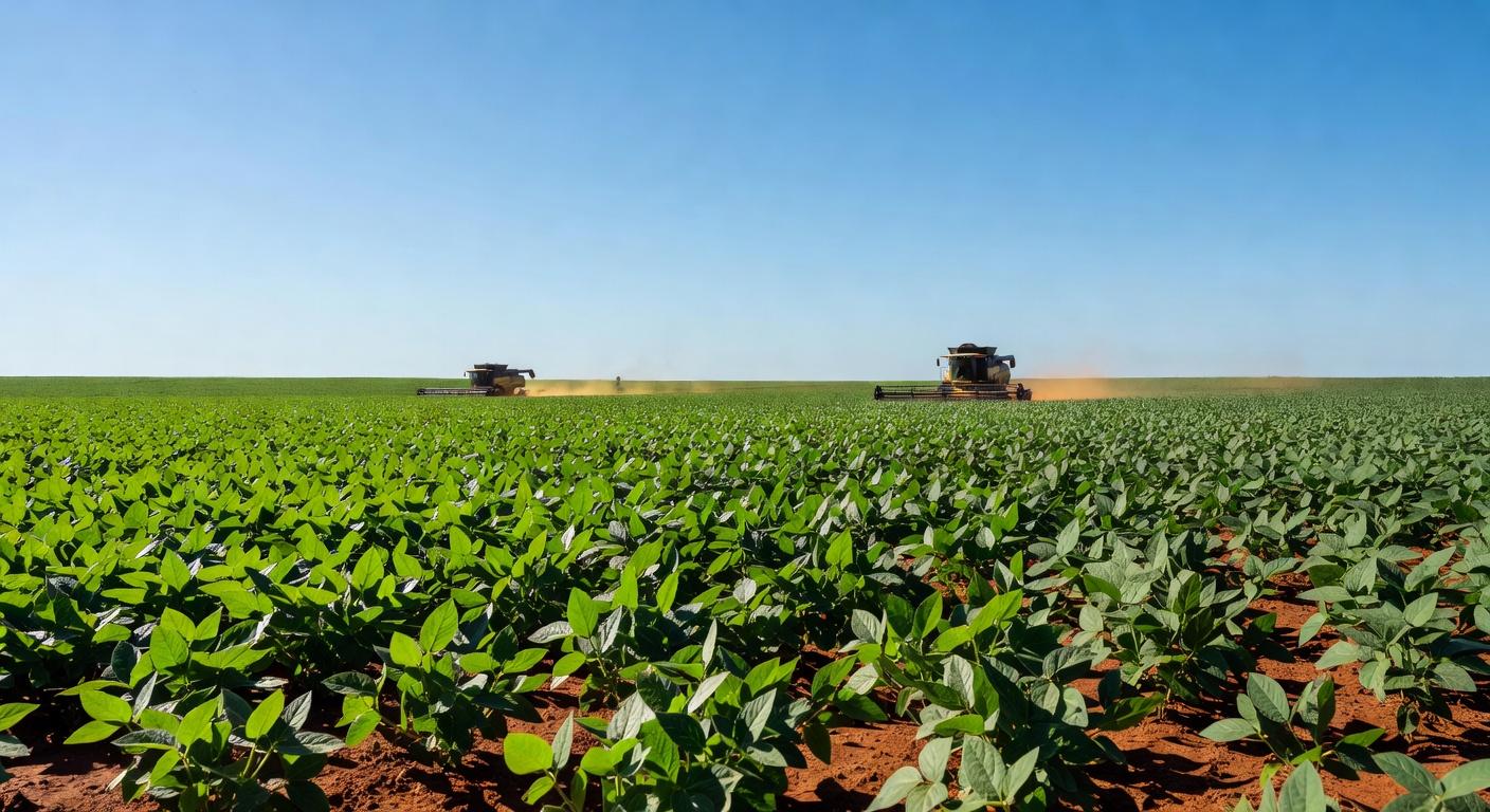 Plantação de soja no interior do Brasil, ilustrando o Prêmio Personagem Soja Brasil 2025/2026.