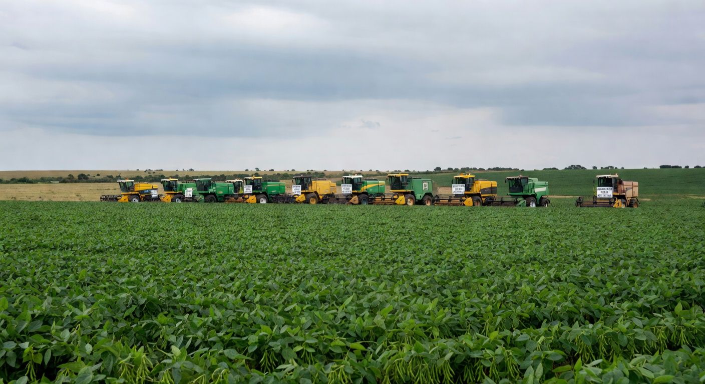 Campos de soja em Mato Grosso ameaçados por aumento no diesel devido à guerra Rússia-Ucrânia.