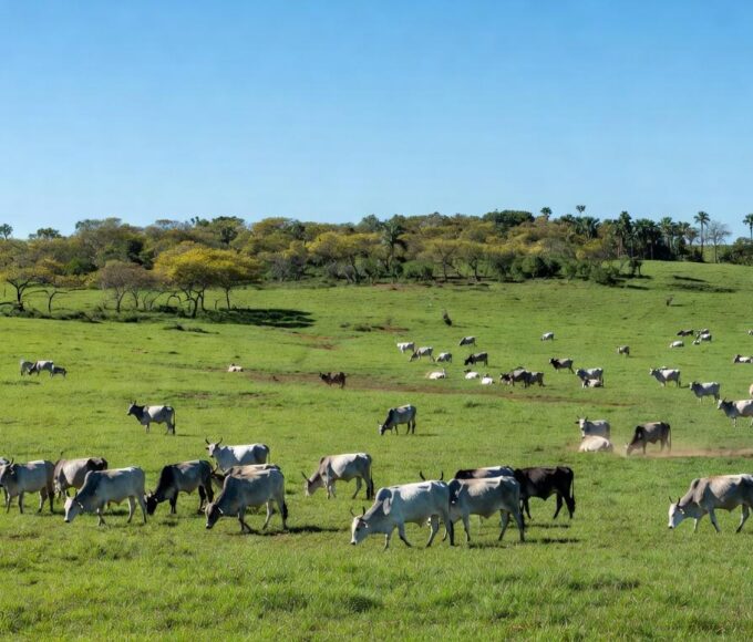 Paisagem rural de Mato Grosso com gado pastando, ilustrando expansão do Sisbi-POA em consórcios e municípios.