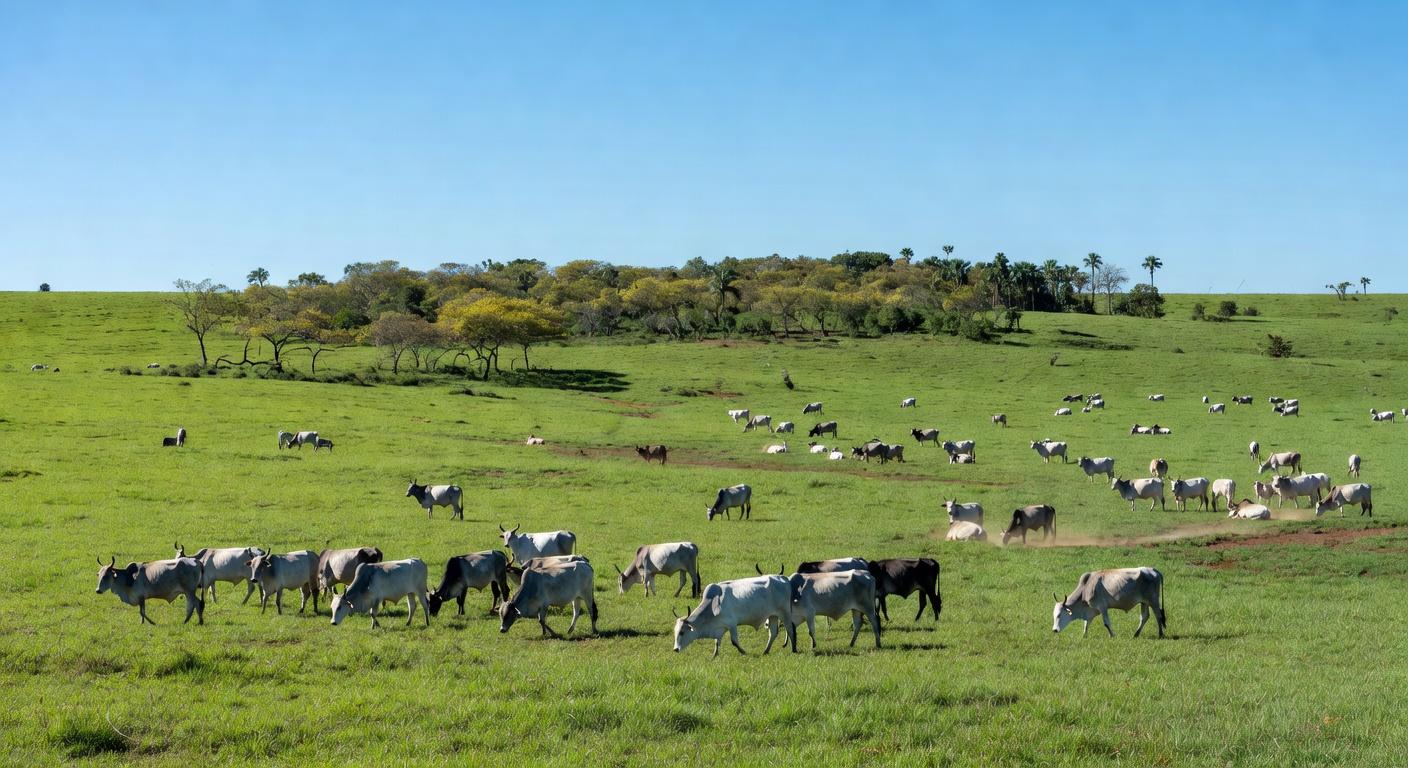 Paisagem rural de Mato Grosso com gado pastando, ilustrando expansão do Sisbi-POA em consórcios e municípios.