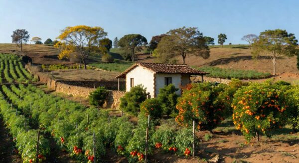 Lavoura de agricultura familiar no interior de São Paulo, ilustrando programa de apoio governamental.