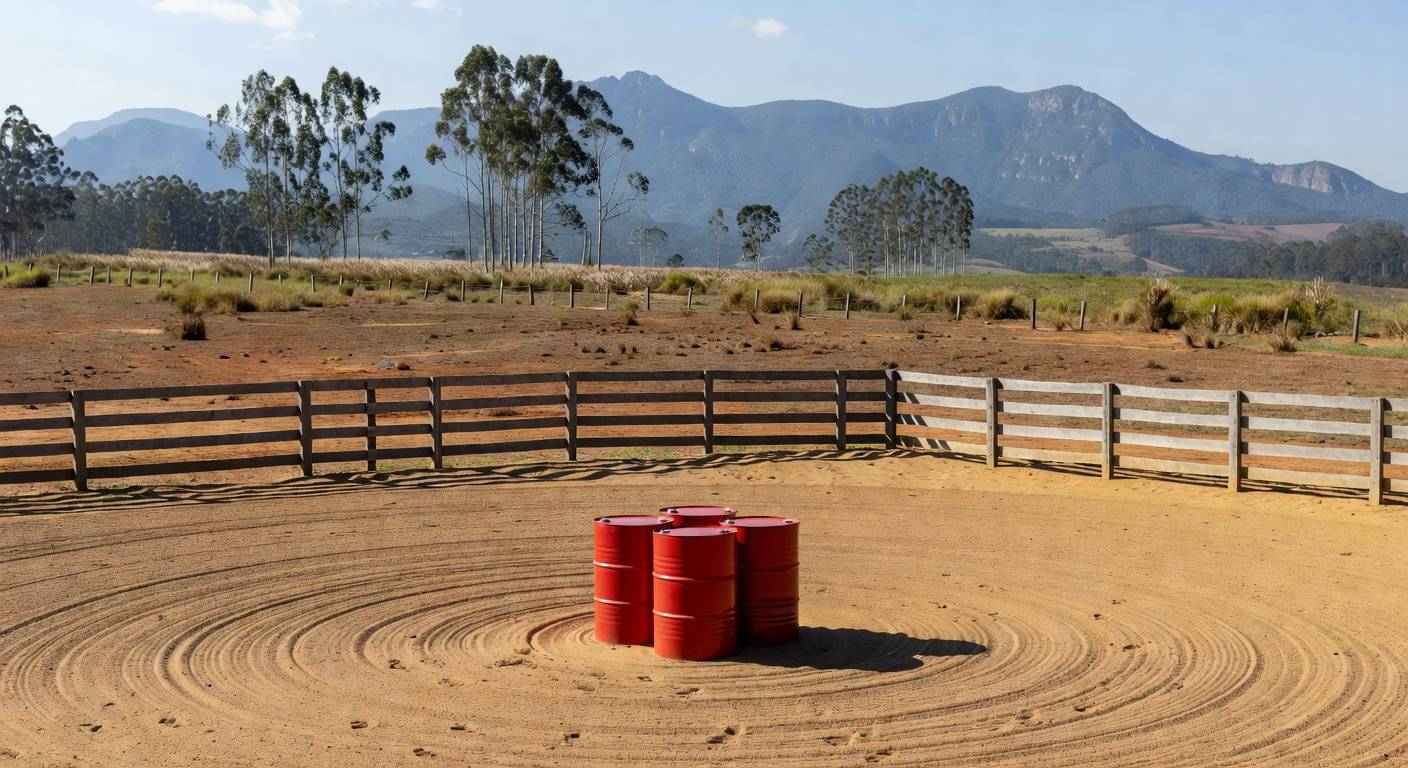 Competidores participam de prova de três tambores durante evento que reúne milhares de atletas e cavalos em Tietê (SP) — Foto: TV TEM/Reprodução