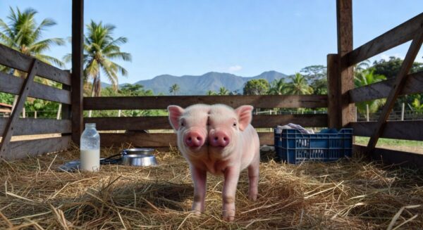 Porco nasce com ‘duas faces’ em propriedade rural no Espírito Santo; caso é raro — Foto: Arquivo pessoal